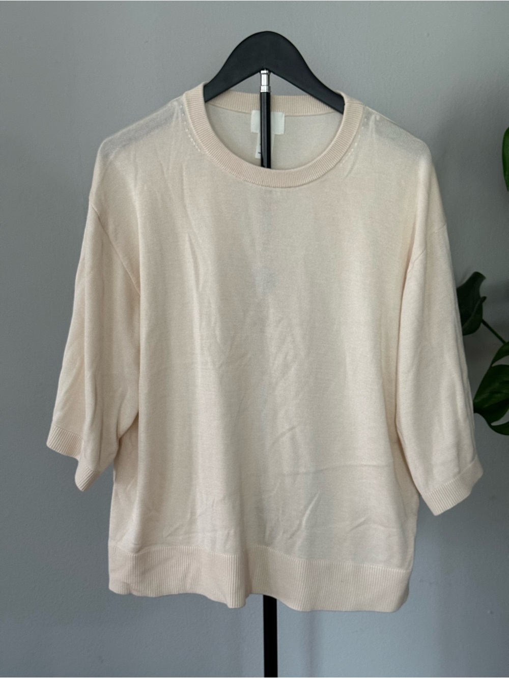 H&M Short Sleeve Crewneck Sweater - Light Cream